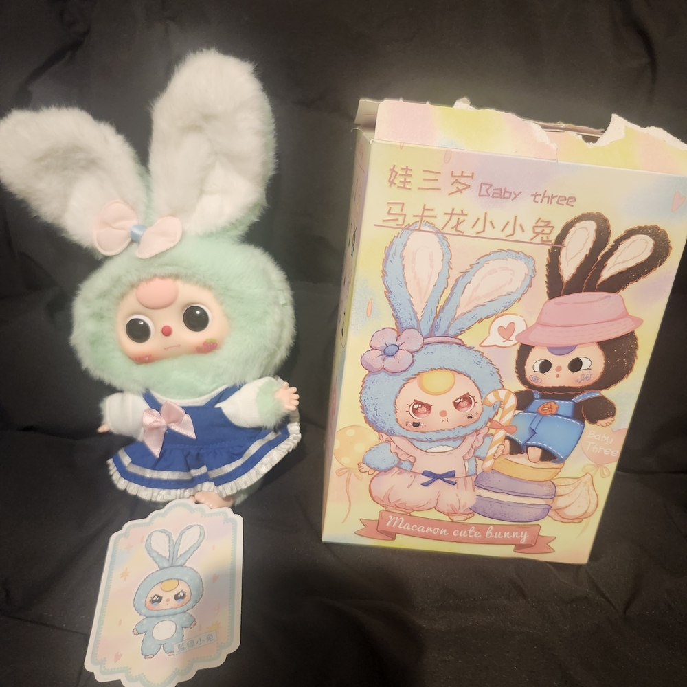 Macaron Cute Bunny Plush Toy - Mint Green and White